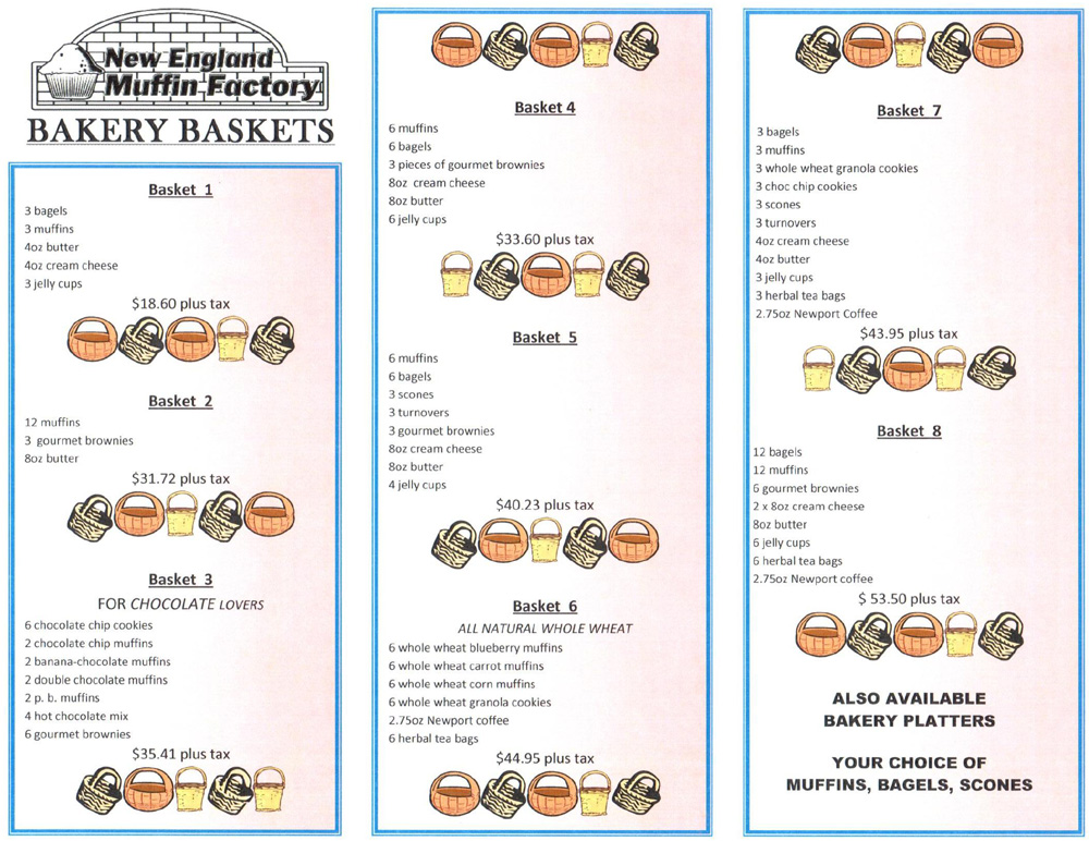 Bakery Baskets Flyer - New England Muffin Factory